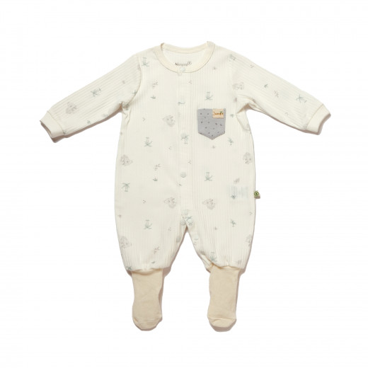 BiOrganic Koala Jungle Romper With Feet Grey (0-3 Months)