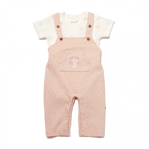 BiOrganic Koala Jungle Slopet Overall Pink (3-6 Months)