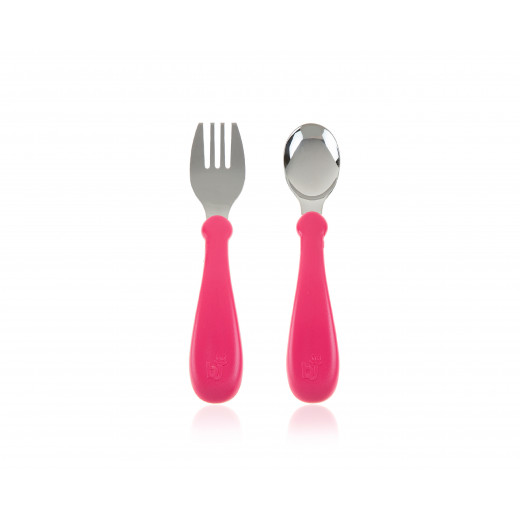 Babyjem Steel Spoon And Fork Pink