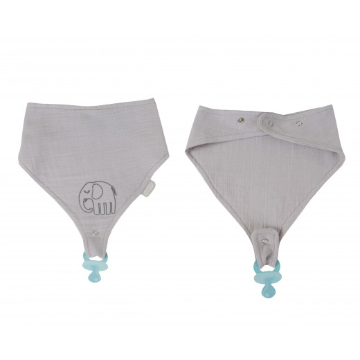 Babyjem Muslin Bib With Pacifier Hanger Grey