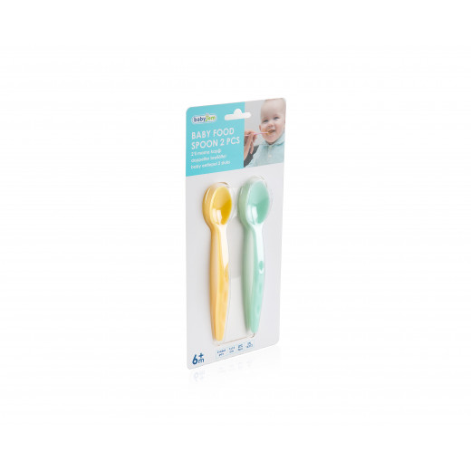 Babyjem Baby Food Spoon 2 Pcs/Green-Yellow