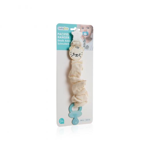 Babyjem Pacifier Hanger With Raw Silk Material(Muslin) Cream