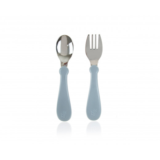 Babyjem Steel Spoon And Fork Grey