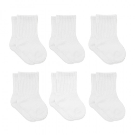 Bistyle 6-Pairs Combed Flat Quarter Socks (0-6 m) White