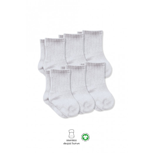 Bistyle 6-Pairs Combed Flat Quarter Socks (0-6 m) Grey