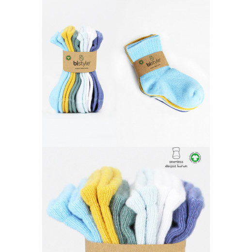 Bistyle Colors 6-Pairs Combed Flat Quarter Socks (6-12 m) Colored