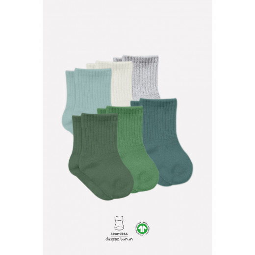 Bistyle Colors 6-Pairs Combed Flat Quarter Socks (6-12 m) Colored