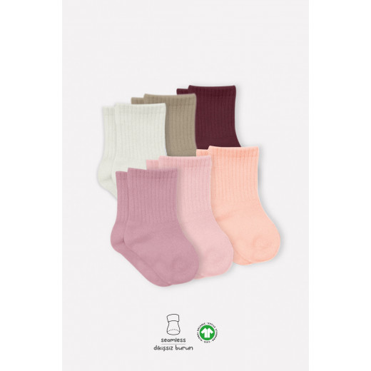 Bistyle Colors 6-Pairs Combed Flat Quarter Socks (12-24 m) Colored