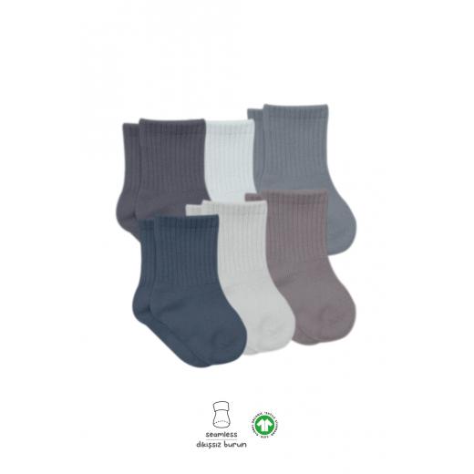 Bistyle Colors 6-Pairs Combed Flat Quarter Socks (0-6 m) Colored