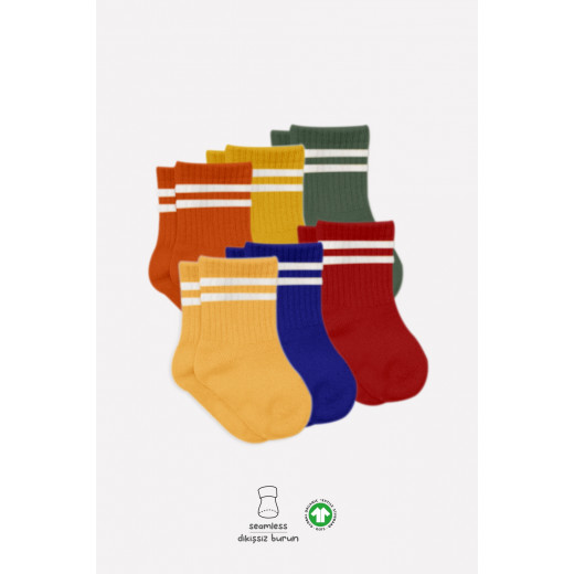 Bistyle 6-Pairs Combed Circlip Quarter Socks (12-24 m) Colored