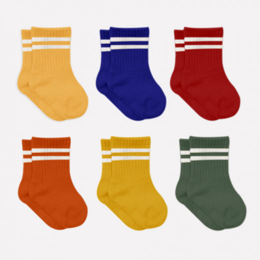 Bistyle 6-Pairs Combed Circlip Quarter Socks (24-36 m) Colored