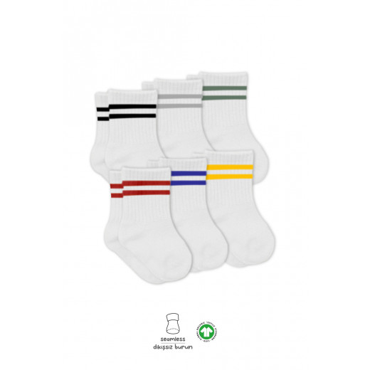 Bistyle 6-Pairs Combed Circlip Quarter Socks (6-12 m) Colored