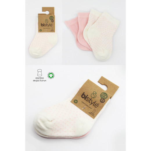 Bistyle Organic 2-Pairs Combed Socks (6-12 m) Pink