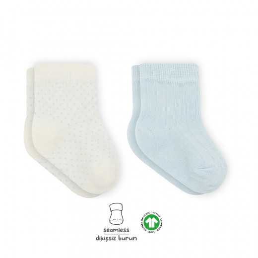 Bistyle Organic 2-Pairs Combed Socks (0-6 m) Blue