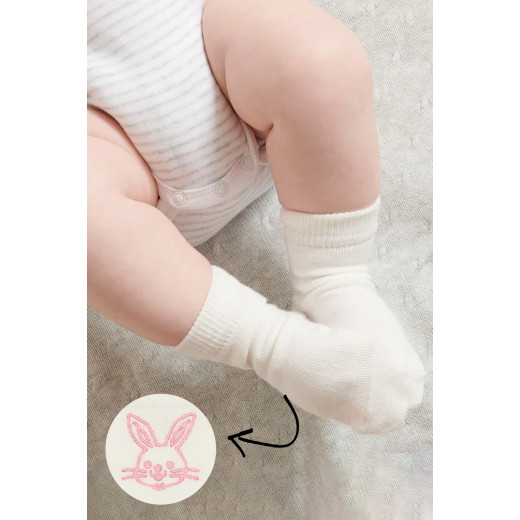 Bistyle Organic 2-Pairs Combed Non-slip Socks (0-6 m) Pink