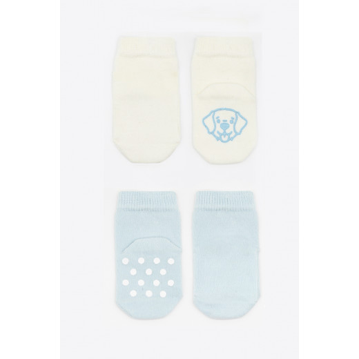 Bistyle Organic 2-Pairs Combed Non-slip Socks (24-36 m) Blue