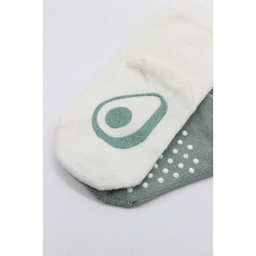 Bistyle Organic 2-Pairs Combed Non-slip Socks (0-6 m) Green