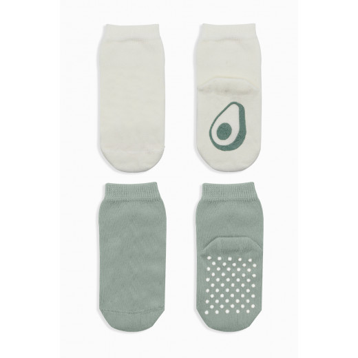 Bistyle Organic 2-Pairs Combed Non-slip Socks (12-24 m) Green