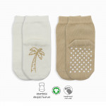 Bistyle Organic 2-Pairs Combed Non-slip Socks (6-12 m) Cream