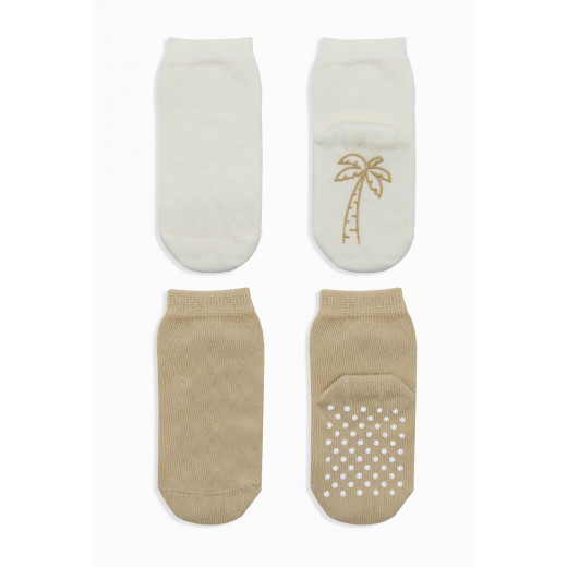 Bistyle Organic 2-Pairs Combed Non-slip Socks (24-36 m) Cream