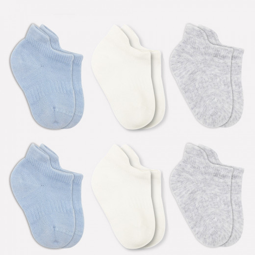 Bistyle 6-Pairs Combed Liner Socks (12-24 m) (Blue, Grey, Beige)