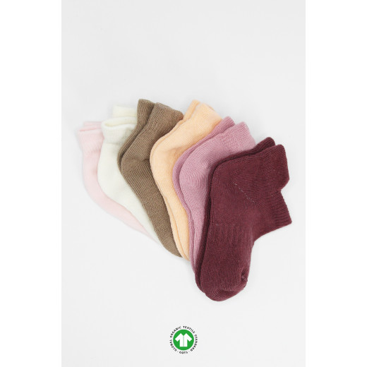 Bistyle 6-Pairs Combed Liner Socks (0-6 m) Colored