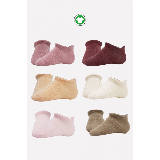 Bistyle 6-Pairs Combed Liner Socks (0-6 m) Colored