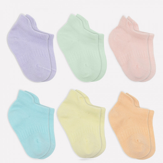 Bistyle 6-Pairs Combed Liner Socks (0-6 m) Colored