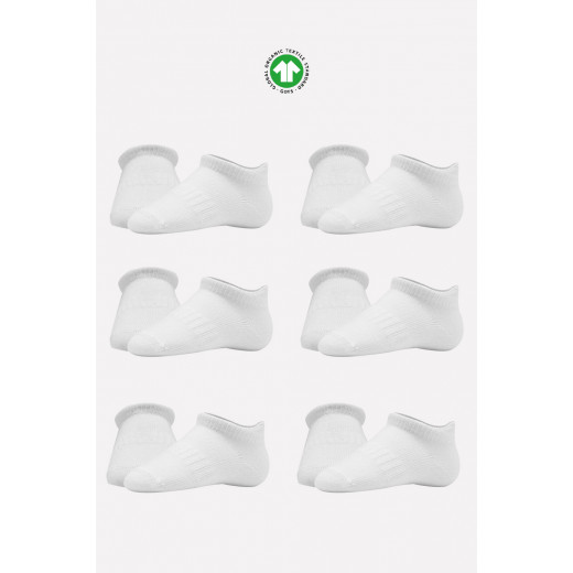 Bistyle 6-Pairs Combed Liner Socks (6-12 m) White