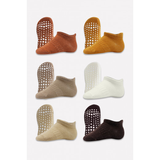 Bi̇style 6-Pairs Combed Non-Slip Liner Socks (24-36 m) Colored