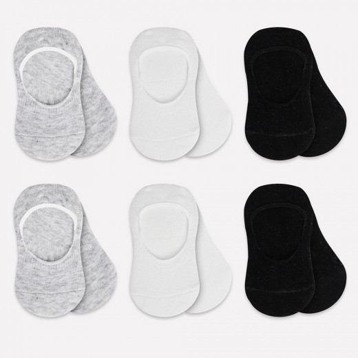 Bistyle 6-Pairs Baby Ballerina Socks (0-6 m) (Grey, White, Black)