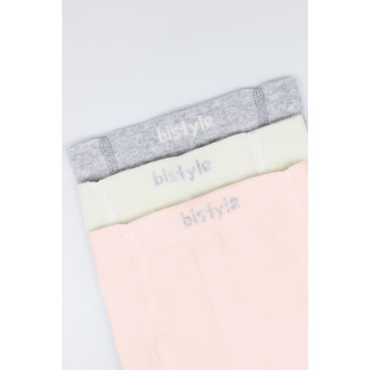 Bistyle 3-Pairs Combed Cotton Tights (12-24) (Pink, Grey, Beige)