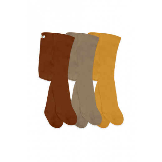 Bistyle 3-Pairs Combed Cotton Tights (6-12) (Orange, Brown, Yellow)