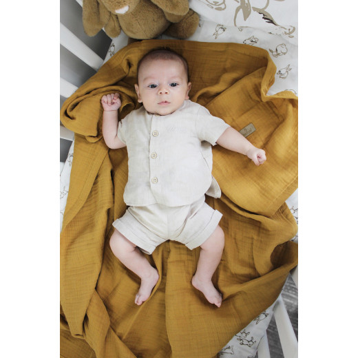 Bistyle Organic Muslin 4 Layers Blanket (120x120 cm) Yellow