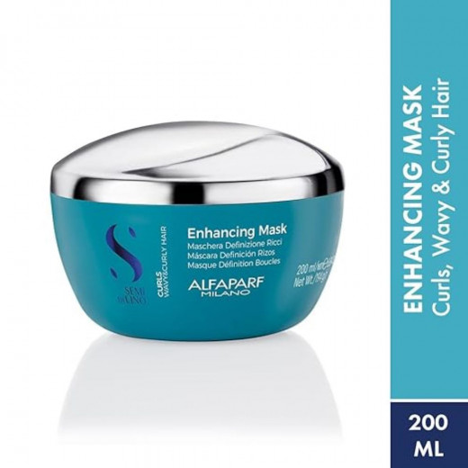 Alfaparf Milano Semi Di Lino Curls Enhancing Mask for Wavy and Curly Hair - Hydrates and Nourishes - Reduces Frizz - Protects Against Humidity - Vegan-Friendly Formula 200ML