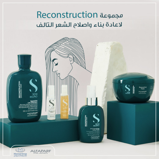 Alfaparf Milano Semi di Lino Reconstruction Reparative Shampoo for Damaged Hair - Sulfate and Paraffin Free - Safe on Color Treated Hair - Vegan Formula 250 ml