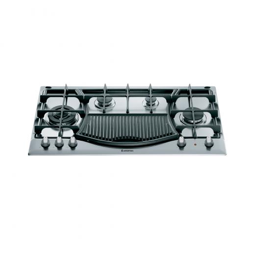 Ariston Bi Hob 90cm -Gas/Electric -4 Burners + BBQ - Cast Iron