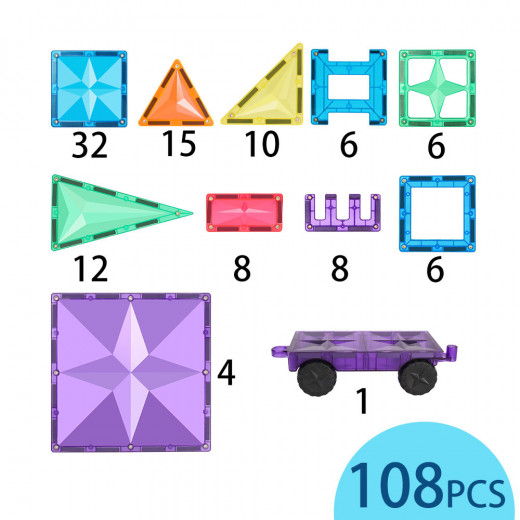 Magnetic Tiles - 108 Pieces (MNTL Star)