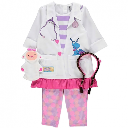 George, Doc McStuffins Disney Costume, Pink and white, 4/6 years