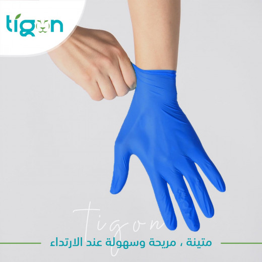 Tigon Nitrile Gloves Blue (Powder Free) - 100 pieces - Medium