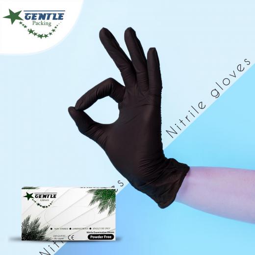 Gentle Nitrile Gloves Black (Powder Free) - 100 Pieces - Small