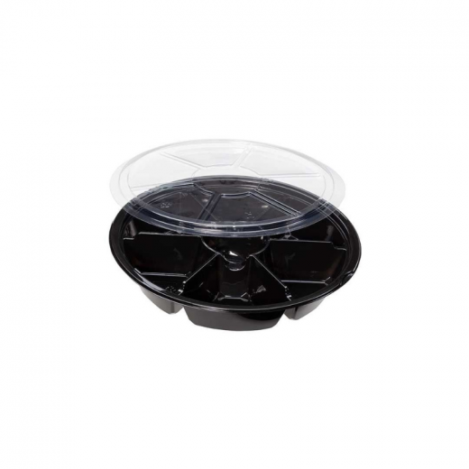 Limera Round 7 Compartment Deep Food Storage Containers - Black - 50 Pieces