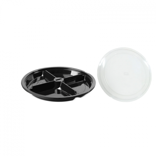 Limera Round 4 Compartment Food Storage Containers - Black - 50 Pices