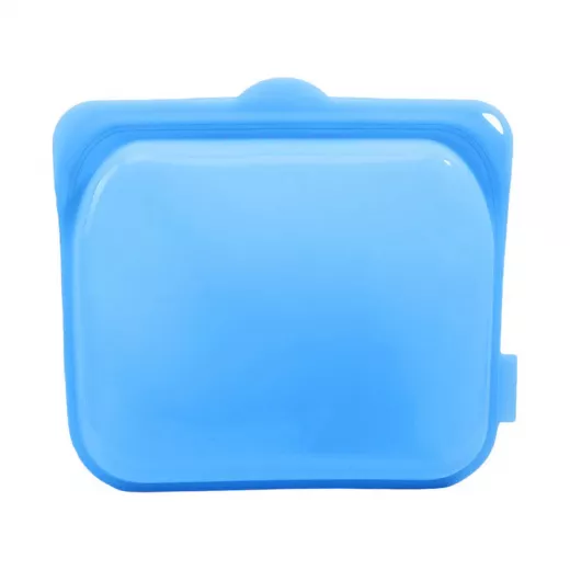 Breathe Reusable Blue Silicone Food Bags,1000ml, BPA free, FDA Approved. Dishwasher & Microwave safe.