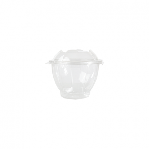 Plastic Containers Round PET Clear Hinged - 600 cc - 100 PCS