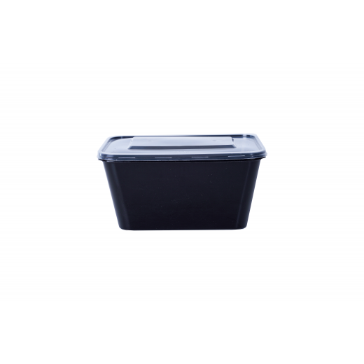 RZ Plastic Containers Rectangle black 1000 g Microwavable with Lid - 60 PCS