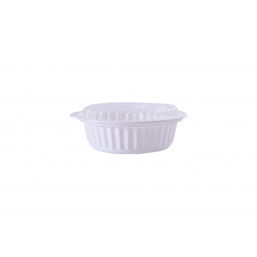 RZ Plastic Containers Round White 500g Microwavable with Lid - 50 PCS