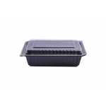 RZ Plastic Containers Rectangle Black 38oz with Lid Microwavable - 50 PCS